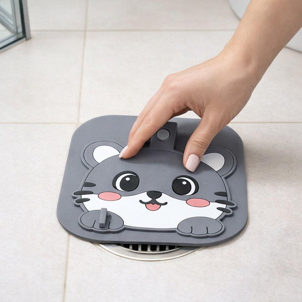 Anti Odor Floor Drain Pad Silicone Shower Drain Cover  for Bathroom Hair Collection
