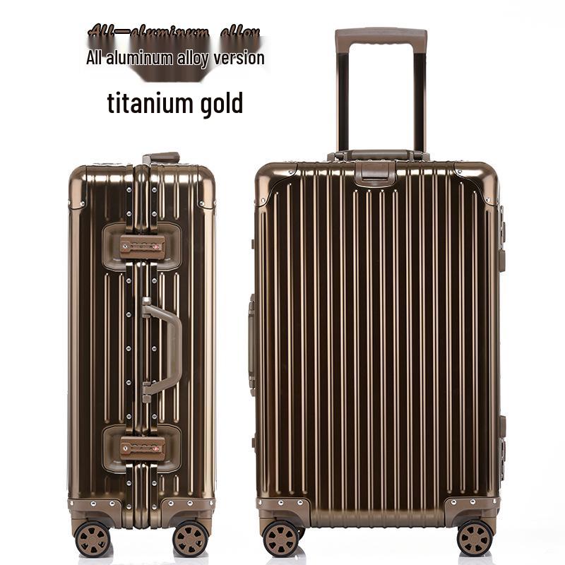 Aluminum-Magnesium Alloy Suitcase with Aluminum Frame, Universal Wheels, Combination Lock - 24" Carry-On for Students & Men's Business Travel.