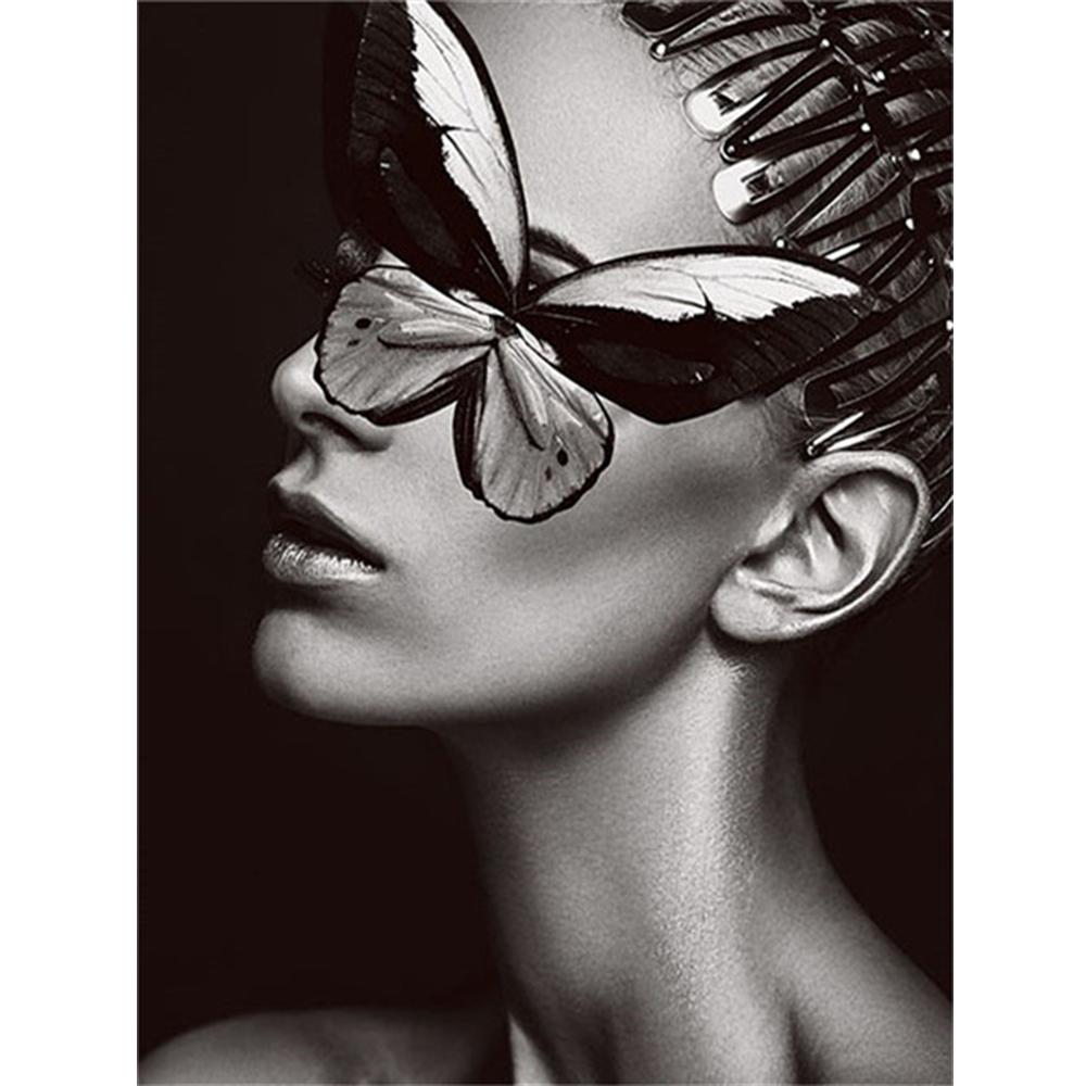 Volle quadratische/runde Diamantmalerei Porträt Frau Strasssteine ​​5D DIY Diamantstickerei Verkauf Schmetterling Mosaik Dekor