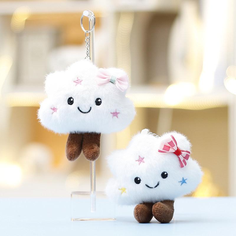 White Cloud Plush Toy With Keyring For Girls Bag Pendant And Gift