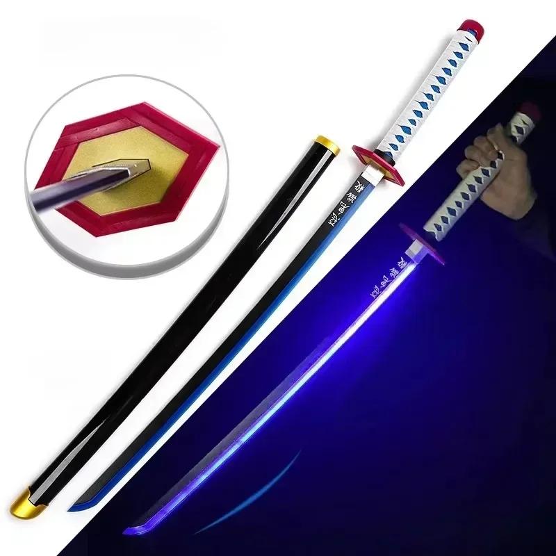 31/40inch Demon Slayer Katana Luminous Sword LED Light Kyoujurou Anime Cosplay Prop Real Japanese Katana Samurai Lightsabre Toy