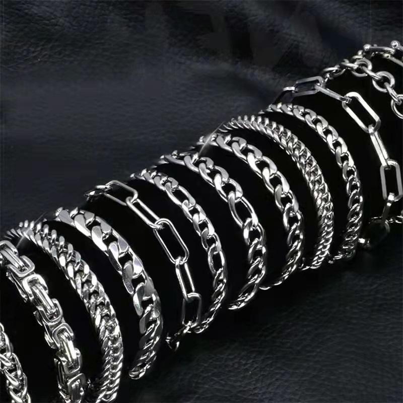 Kubánský řetízkový náramek z nerezové oceli 316L pro muže Ženy Figaro Vintage Metal Viking Kpop Pulseras Emo Roztomilý luxusní dárek na šperky