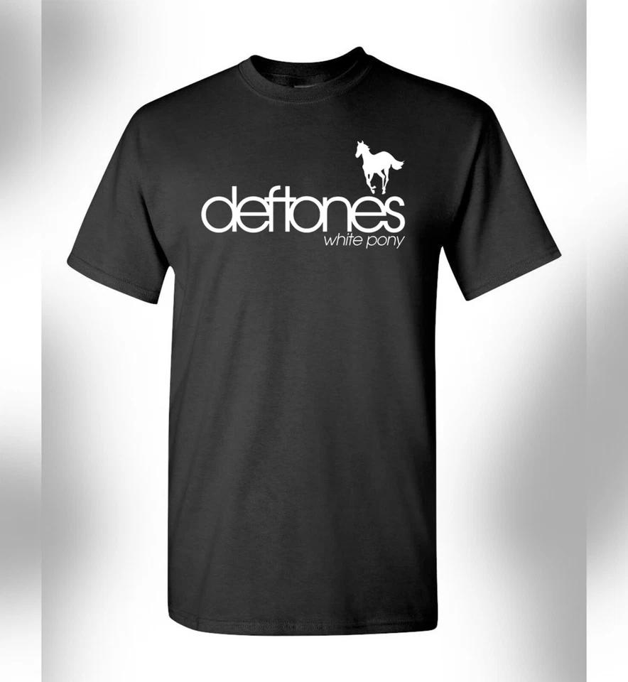 

Def Tones T-Shirt White Pony Legendary Metal Rock Band Ohms Diamond Eyes Gore 4XL