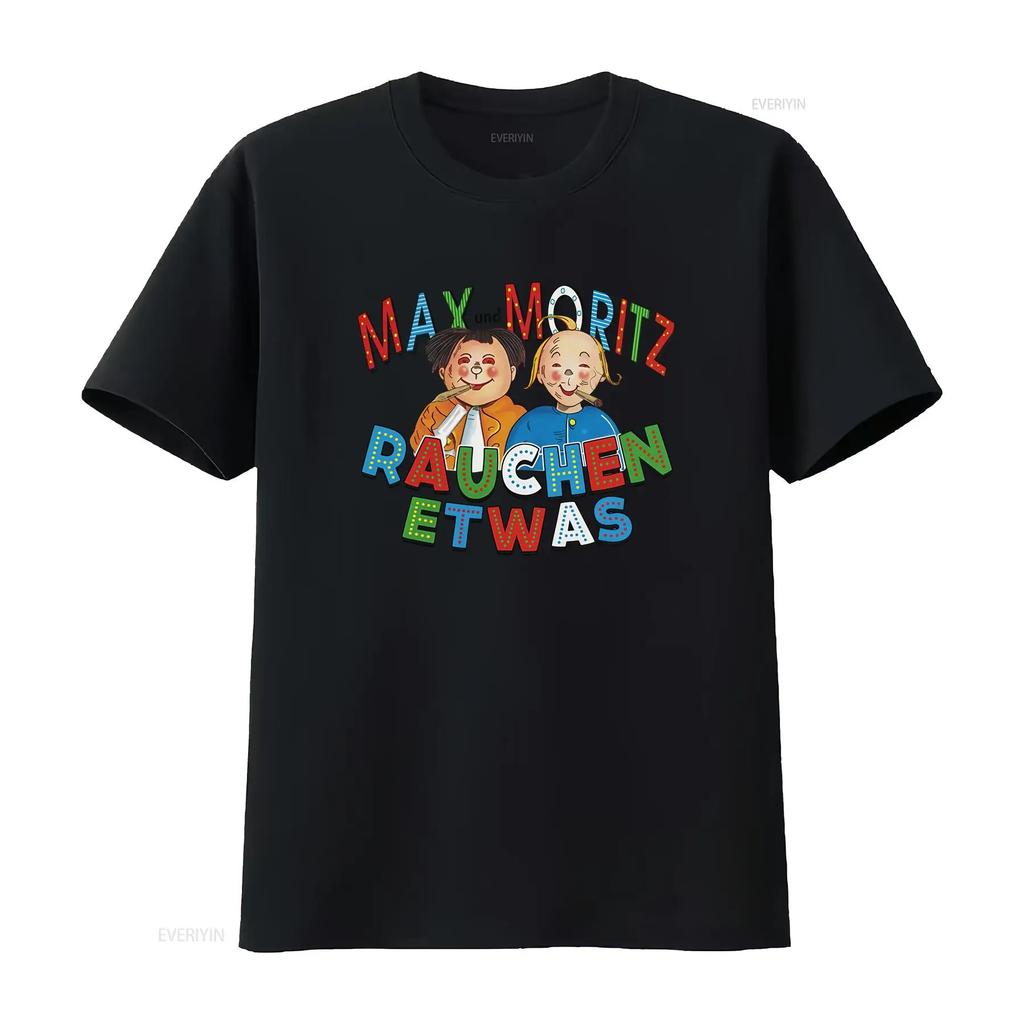 Maglietta Max e Moritz Divertente Personaggio dei Cartoni Animati Idea di Design Abbigliamento Personale Vintage Lavata Top Per l'Uso Quotidiano Leggermente