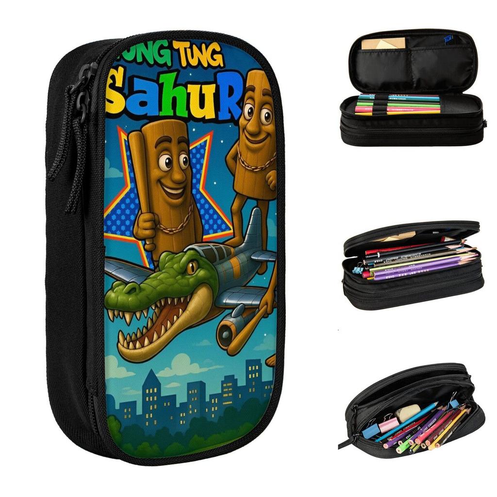 Italian Brainrot Funny Meme Vintage Pencil Cases Pencil Pouch Pen for Student Big Capacity Bag Students School Gifts Stationery