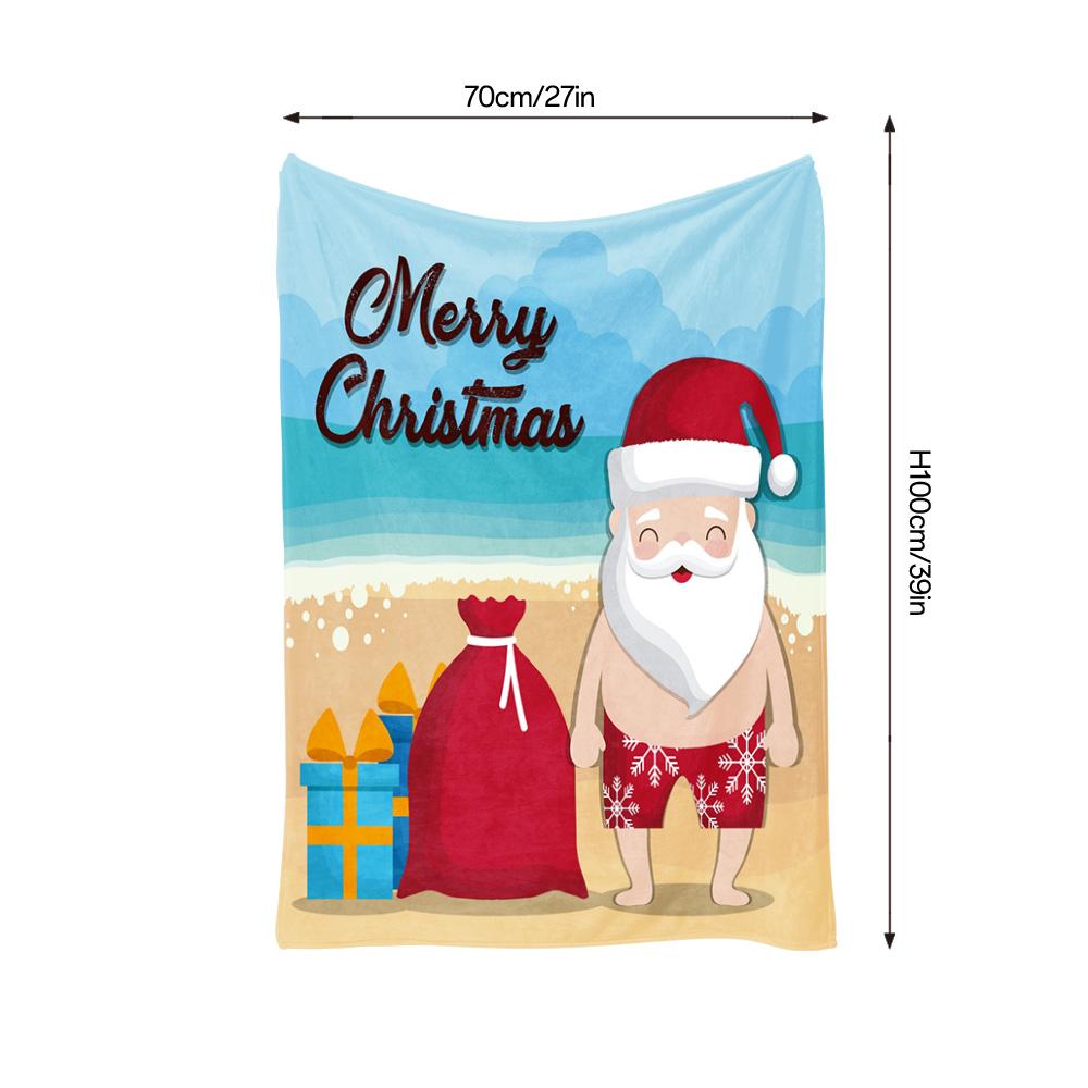 Santa Claus Beach Throw Blanket Christmas Holiday Coastal Home Decor Gift Tropical Summer Vacation Personalized Cozy Fleece Thro