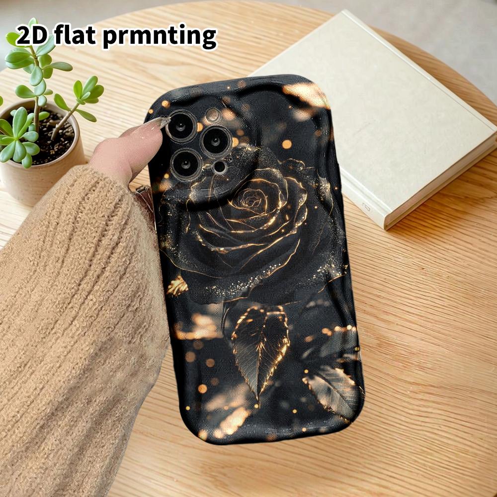 Phone Case: 2D flat design suitable for iPhone 18, 17, 16, 15, 14, 13 Pro film protective case, couple style, bordered rose, Christmas and Halloween g