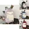 Pattern Letter Fashionable Students Large Capacity Backpack With Pendant