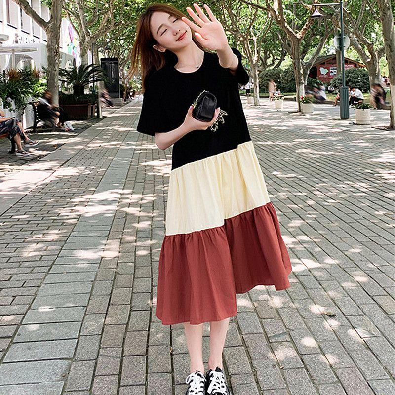 

Age-Reducing Plus Size Ladies Loose Overknee Stylish Fashionable T-shirt Dress Burgundy M