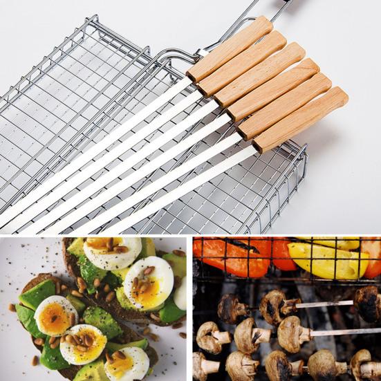 

8 шт., высококачественная палочка для кебаба шириной 2 см, эргономичная ручка, не скручивающаяся, устойчивая к ржавчине