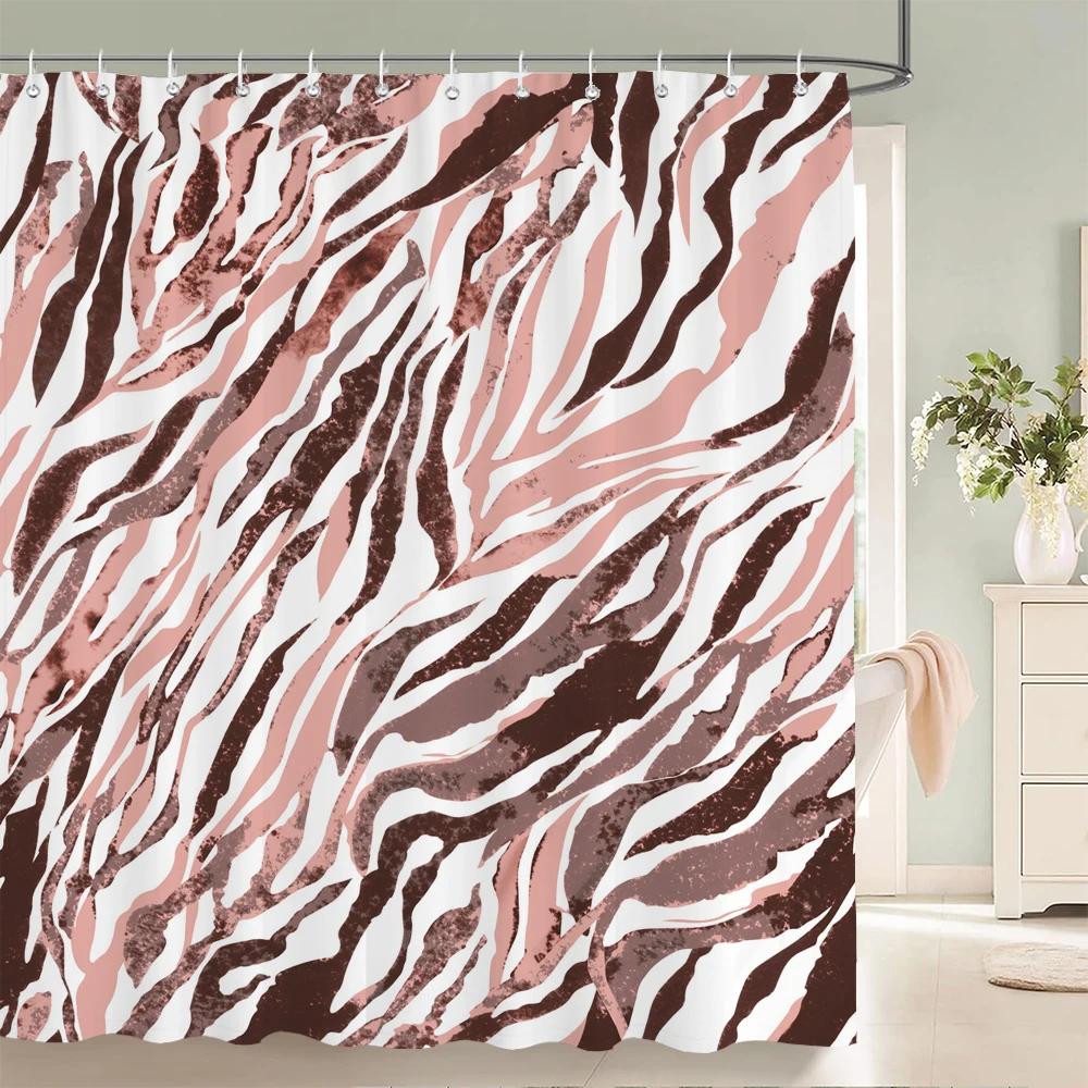 Zebra Animal Shower Curtains With Hooks Waterproof 3d Bathroom Curtains Decoration 180*240cm Printing Washable Bath Screen
