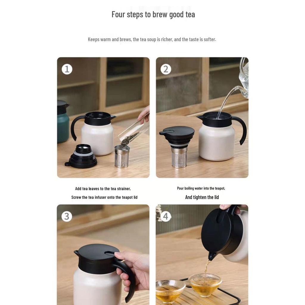 Portable 304 Stainless Steel Large Capacity Insulated Tea Stewing Pot for Home Use