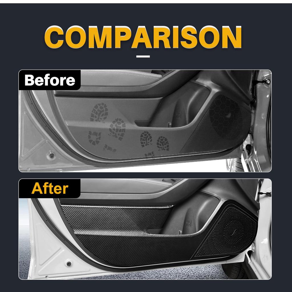 KUNGKIC Door Kick Guards for Subaru 3rd Generation Crosstrek GU Door Scratch and Stain Custom Interior Interior Carbon Fiber Look (2022, 2023, 2024,