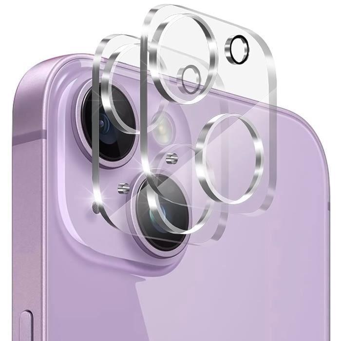 Film de protection caméra - iPhone 15 Plus - Verre trempé - Résistant aux chocs - Lot de 2 - Installation facile