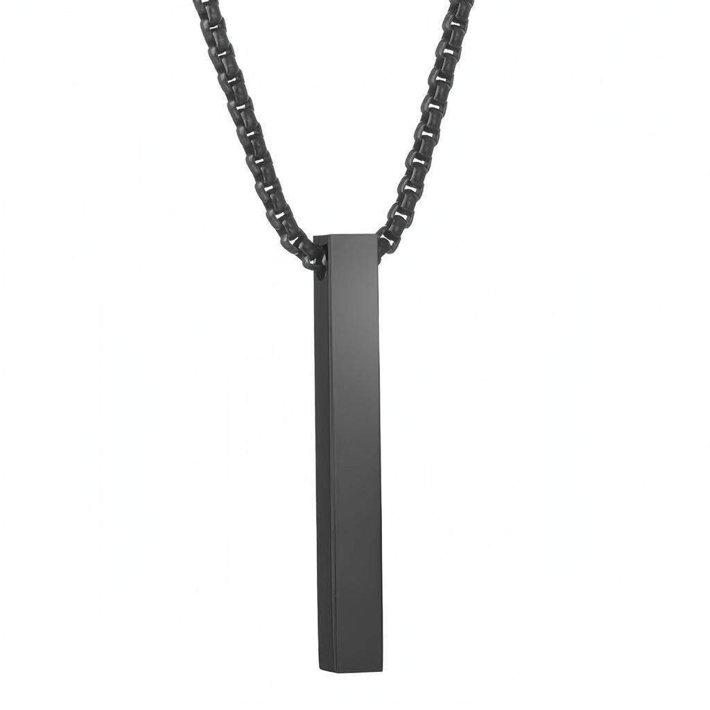 Stainless Steel 3D Rectangular Hip-Hop Necklace for Men & Couples