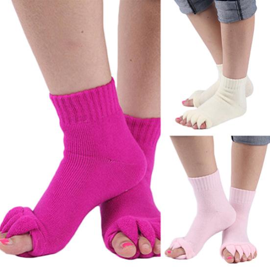 1 Pair Yoga GYM Massage Five Toe Separator Socks Foot Alignment Pain Relief