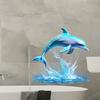 Dream Blue Dolphin Water Splash Removable Wall Sticker for Living Room or Bedroom