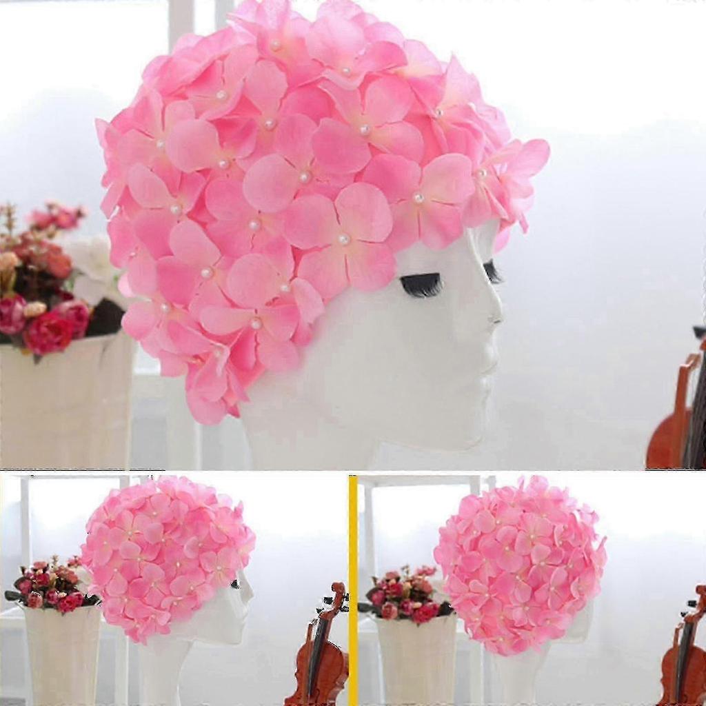 Gorro de natación para mujer Pétalo Retro 3D Floral Gorro de natación Dama Flores Gorro de baño bien 25-26