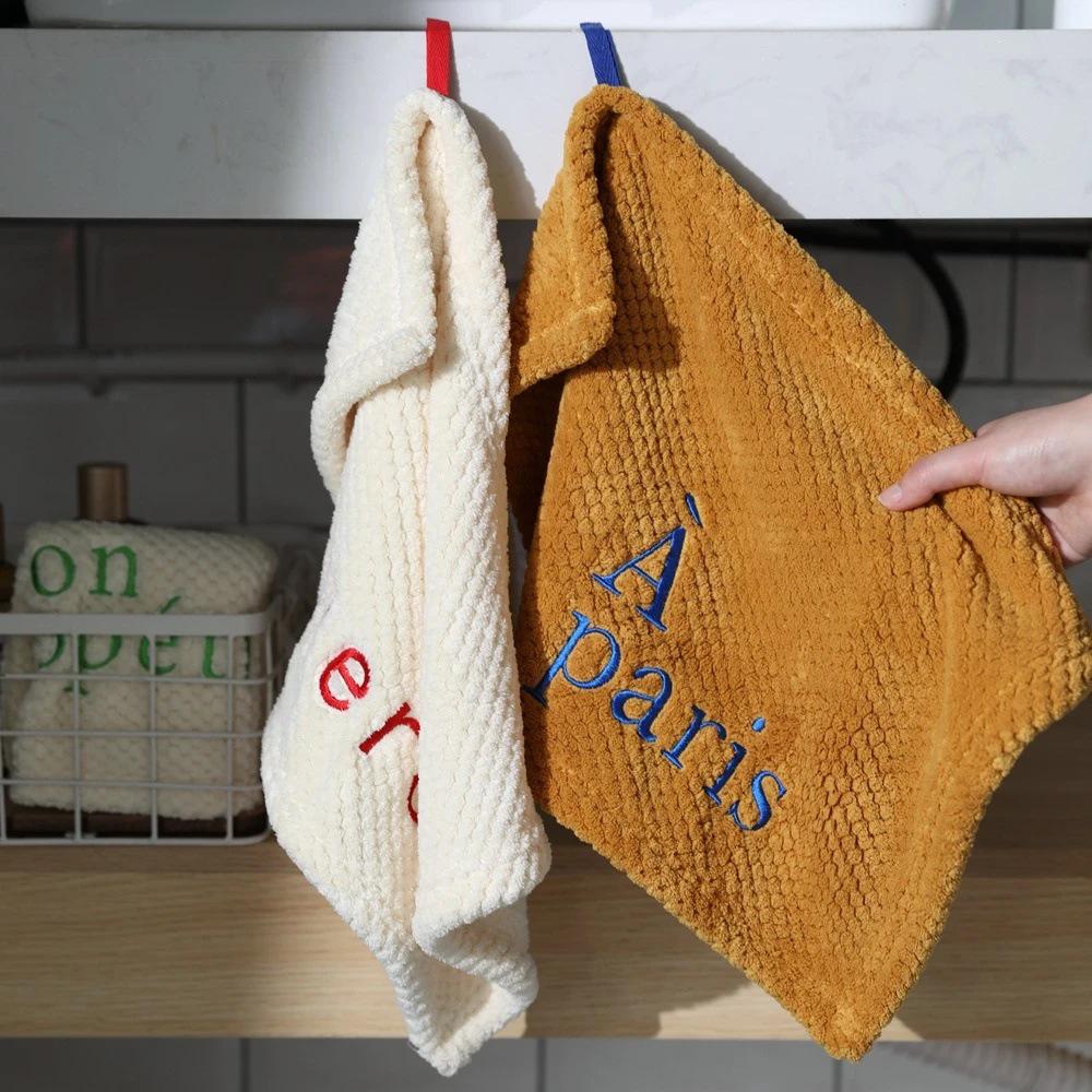 

Hanging Embroidered Soft Absorbent Hand Towel for Kitchen & Bathroom Off-White-Merci