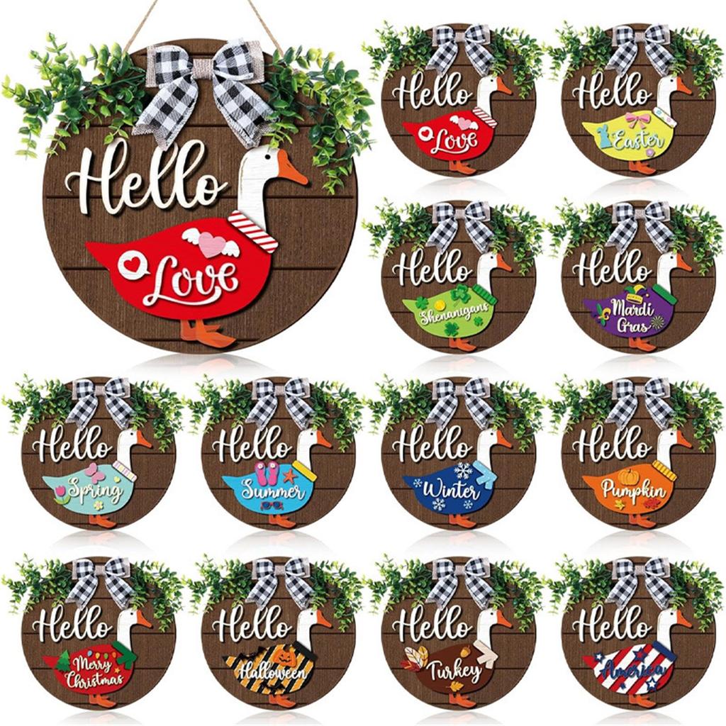 13 Replaceable Wooden Creative Doorplates Welcome Signs Door Hanging Decoration
