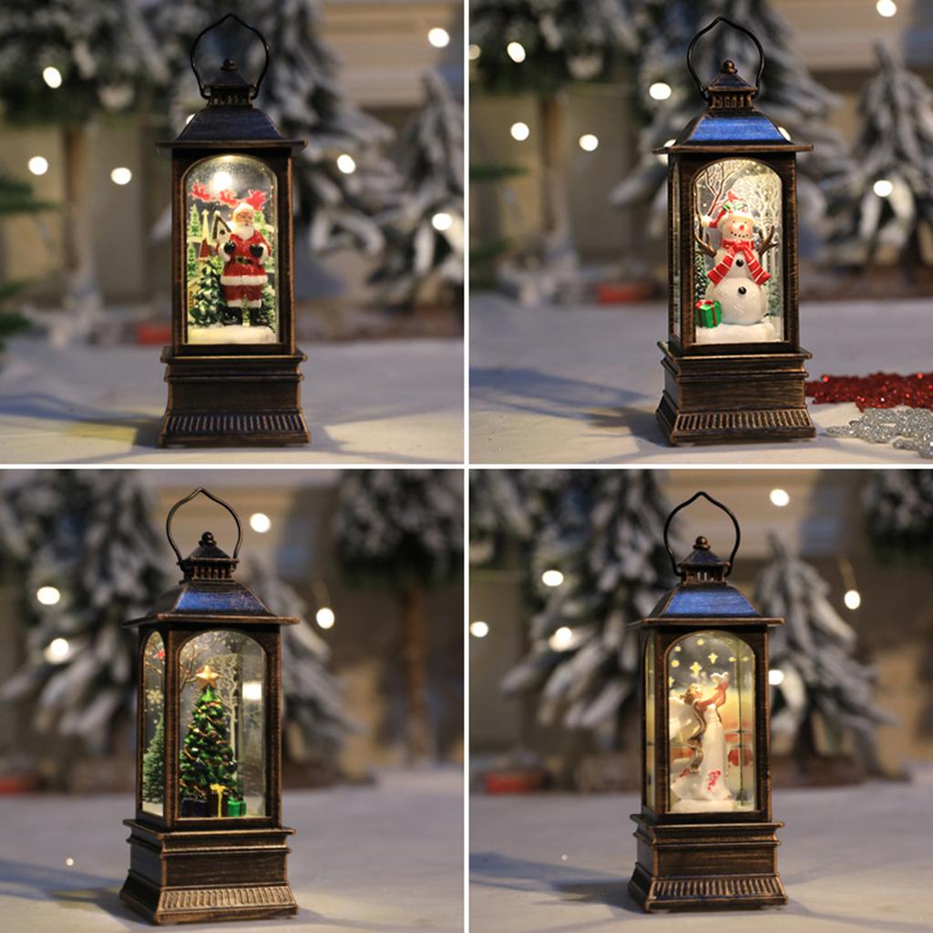 LED Night Light Christmas Decoration Glittering Lantern Santa-Claus/Xmas Tree/Snowman/Angel Lamp Holiday Table Ornament