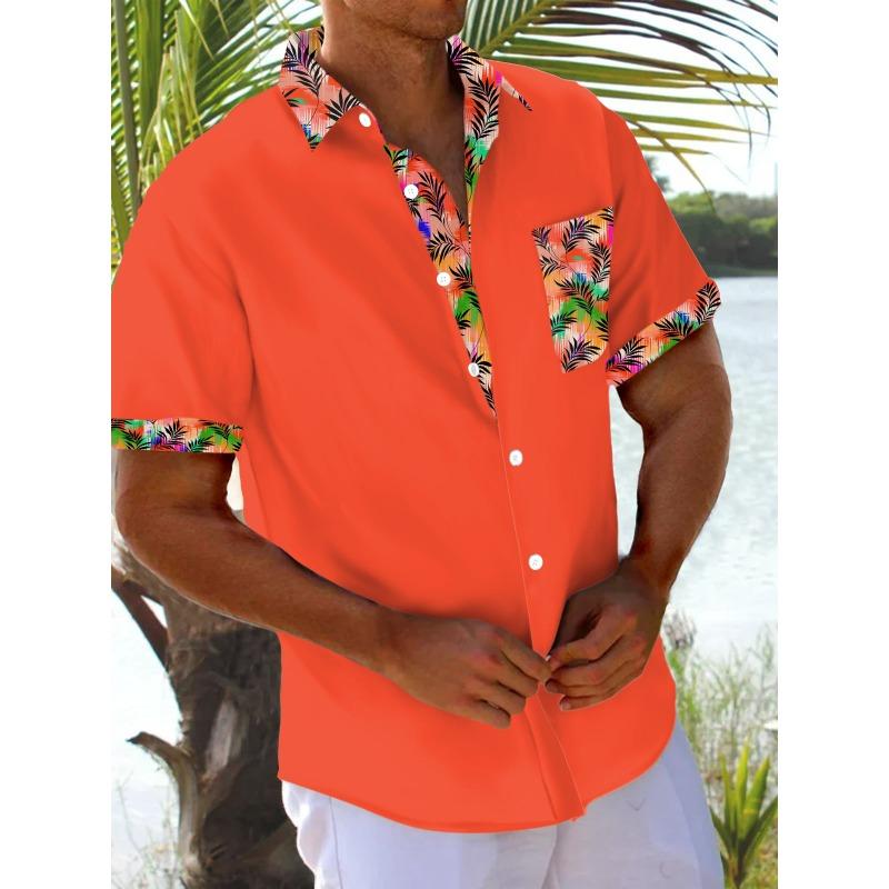 Ny Hawaii Vår/Sommar Mode Fritid Gatumode Turist Strand Tryckt Helt Öppen Kortärmad Knäppskjorta, Snabb Leverans