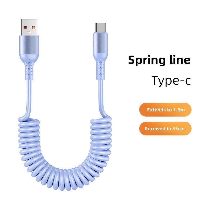 6A Kabel do CarPlay Sprężynowy Wyciskany 6A do Super Szybkiego Ładowania, Kompatybilny z Urządzeniami Huawei i Apple 14.