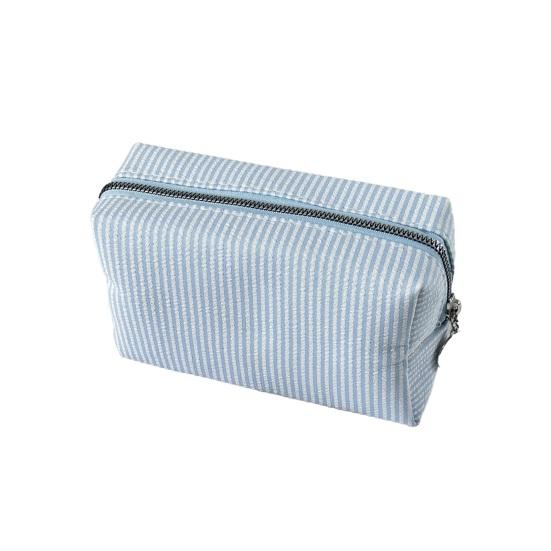 Striped Cosmetic Bag Travel Makeup Pouch Portable Makeup Bag Zippered Toiletry Bag for Women Makeup Brushes
