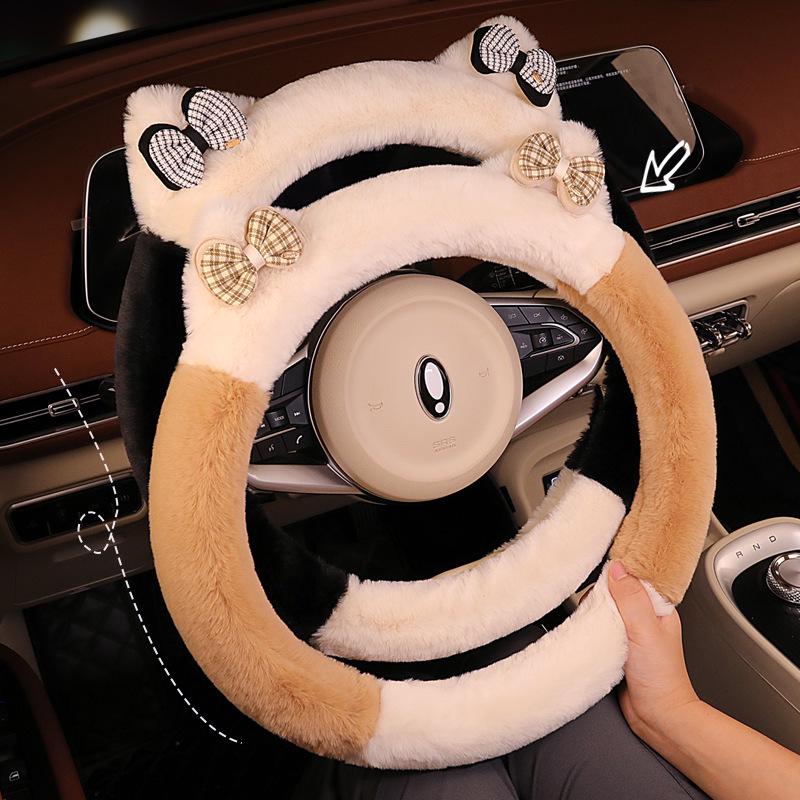 2023 Elegant Knot Kitten Plush Steering Wheel Cover
