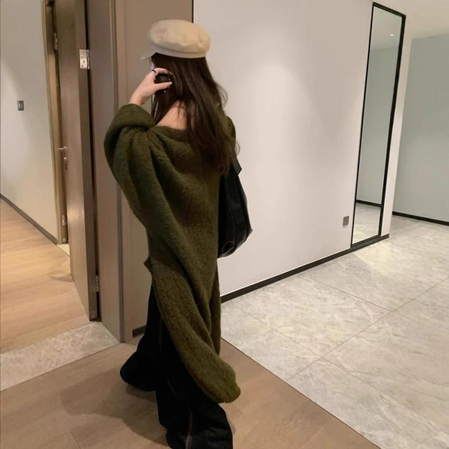 Korean Lazy Style Long Knit Coat Women's Fall Winter New Arrivals Loose High-End Thick Knit Cardigan Overcoat