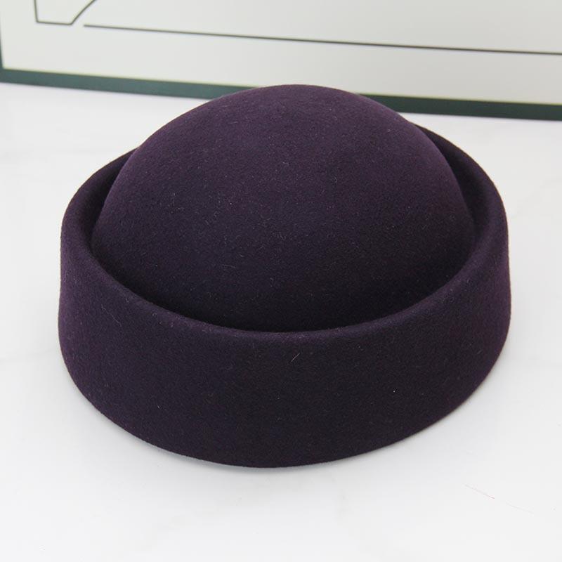 Niche alta gamma senso scatola medicina cappello autunno nuovo retrò britannico berretto pura lana cappello a cilindro moda cappello hostess