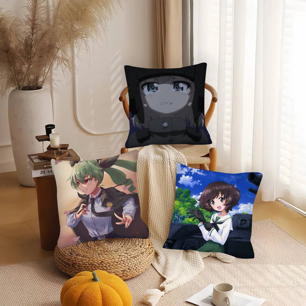 1 Stück Anime Mädchen Girls Und Panzer Kissenbezug Mode Quadratischer Kissenbezug Schlafzimmer Sofa Raum Ins Dekoration Freizeit