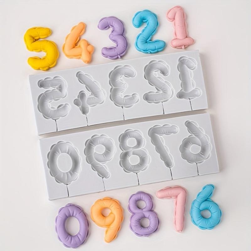 1Set Silicone Number 0-9 Embossed Mold for Fondant Candy Chocolate Cake Resin, DIY Baking Handicraft for Cake Decor Clay Molds