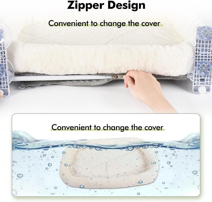 Cat Hammock Window Nest Window Bed Side Sun Suction Cup Balcony Glass Cat Habitat Foldable Warm Bunny Plush Cat Bed  Pet