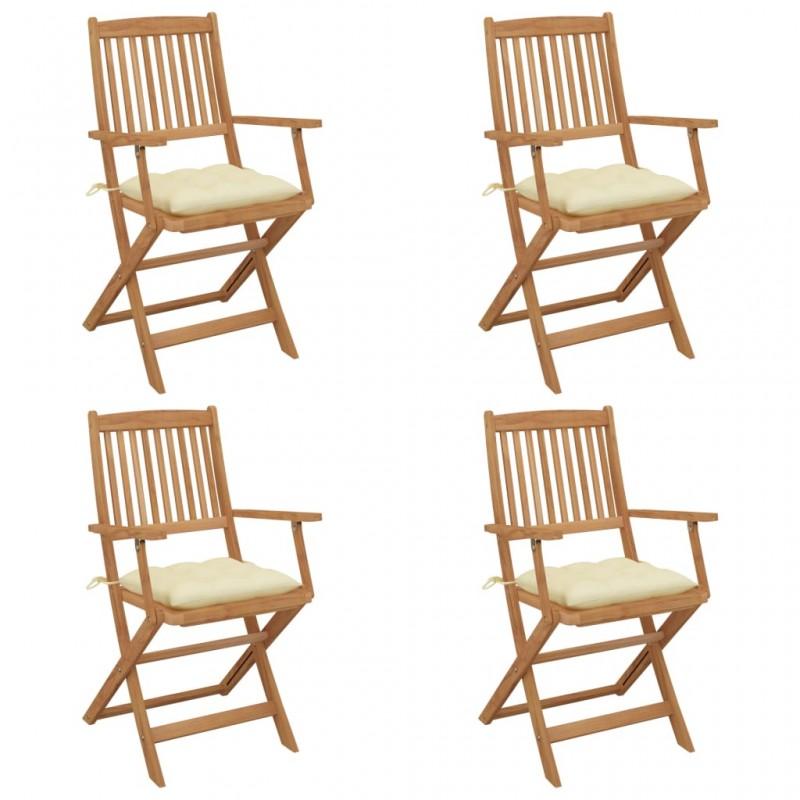 Day and Night - Day and Night Folding Garden Chairs 4 Units and Cushions Solid Acacia Wood