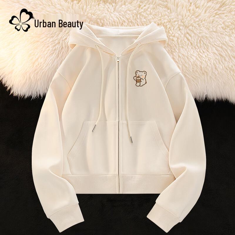 Women's Loose Fit Hooded Short Zip-Up Sweatshirt