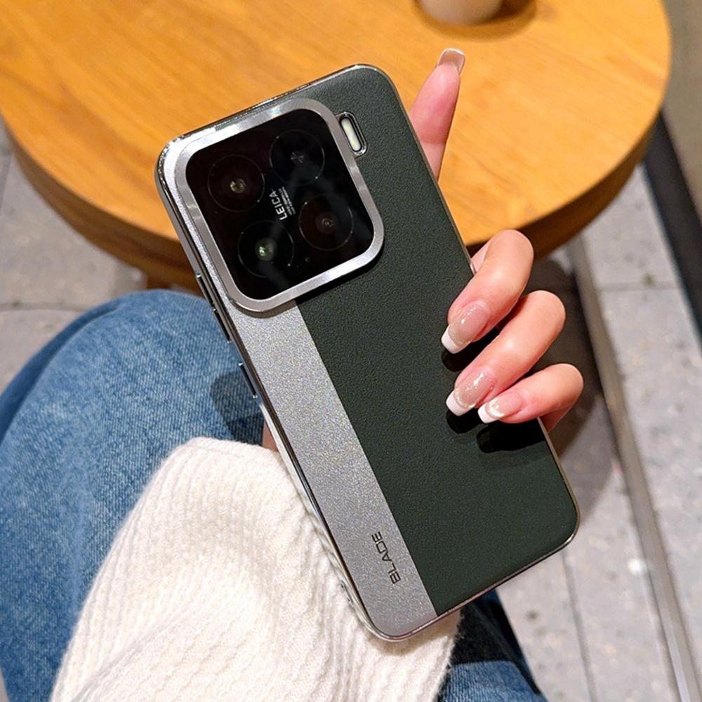 For Xiaomi 15 Case Splicing PU Leather+TPU Electroplated Phone Cover