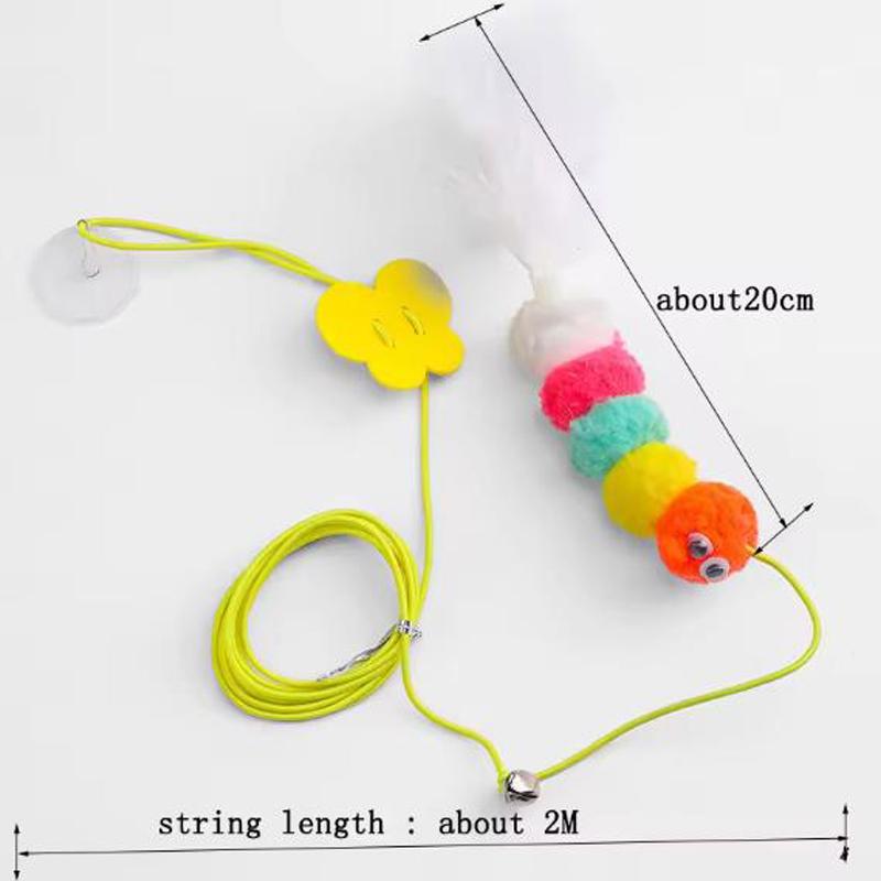 Interactive Cat Toys Funny Stick Kitten Self -hi Elastic Rope Dragonfly Shape Feather Bell Hanging Door Teasing Kitten Toy