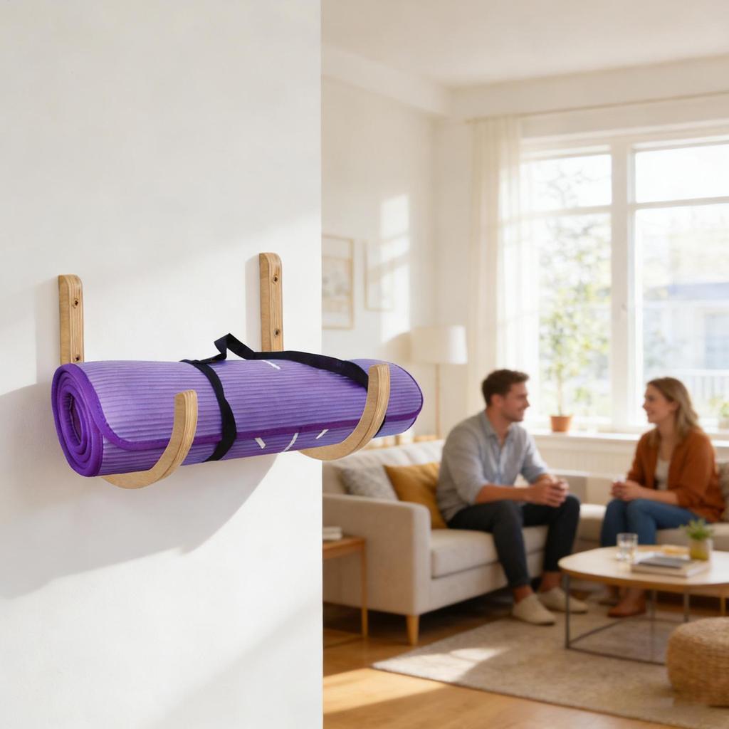 Yoga Mat Organizer 2 Pieces With Screws Space Saving Hanger Yoga Mat Wall Mount Storage Rack For Home Gym Indoor Exercise