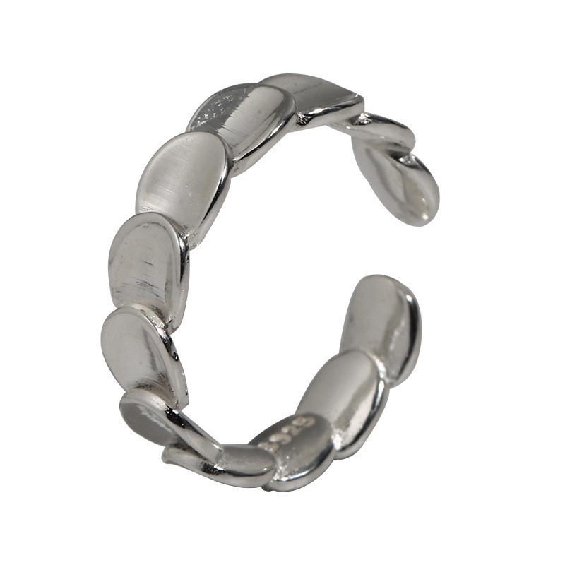 Stilvoller 925 Sterlingsilber Fischschuppen Offener Ring für Frauen mit Geometrischem Design