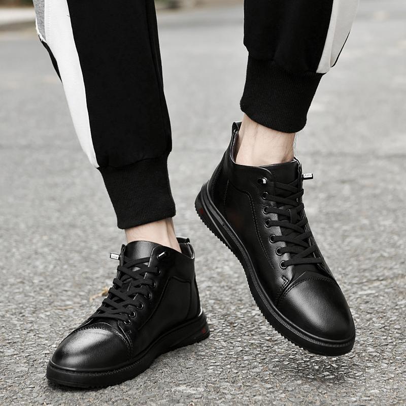 Fashion Men Boots 2024 New Mens Sneakers Classic High Top Male Comfortable Walking Shoe Genuine Leather Warm Winter Boots Men