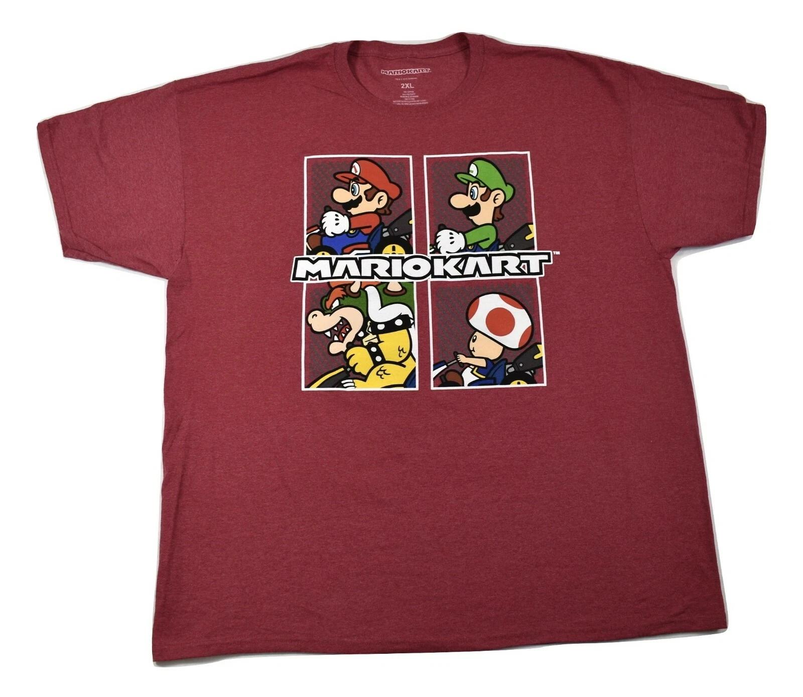 

Mario Kart Mens Red Heather Mario, Luigi, Toad, Bowser Shirt New 2XL, 4XL, 5XL 4XL