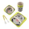5pcs/sets Dish Tableware Set Natural Bamboo Fiber Bowl With Cup Spoon Plate Fork Feeding Dishes for Kids Utensils Wholesale