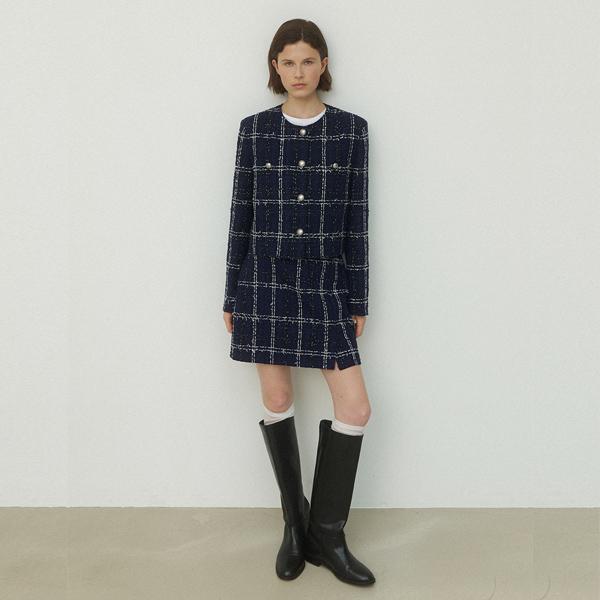 ATELIER NAIN Nauv Check Set-Up Tweed Skirt(Sk-4964)