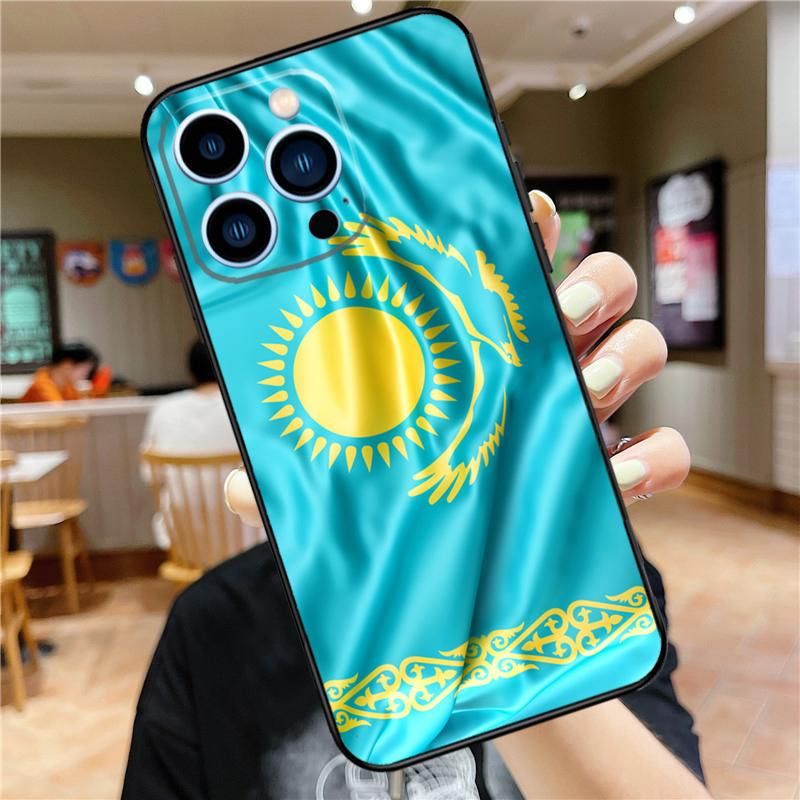 Kazakhstan Flag Case For iPhone 17 Pro Max 16 15 14 11 12 13 Mini Plus 16e 17 Air Bumper Cover Accessories