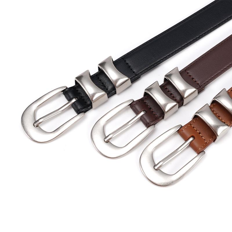 Women's Belt, Small Fragrant Style, High-end Simple Top Layer Cowhide Belt, Alloy Pin Buckle, Women's Decorative Casual Jeans Belt