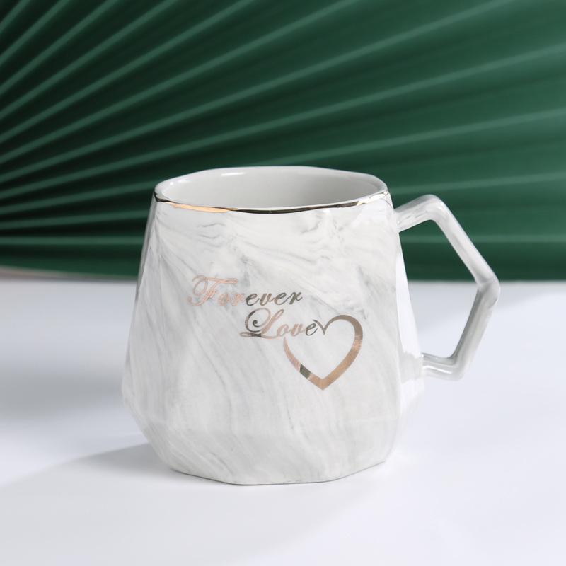 Koppel Dubbele Beker Cadeaubox Set Diamant Marmeren Mok Cadeau Souvenir Bedrukking 420ML