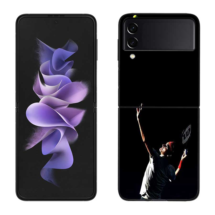 Tennis Racket Tennis Ball Phone Case For Samsung Z Flip 7 6 5G Galaxy Z Flip 5 4 3 Black Hard Cell Cover Luxury PC Shell Coque