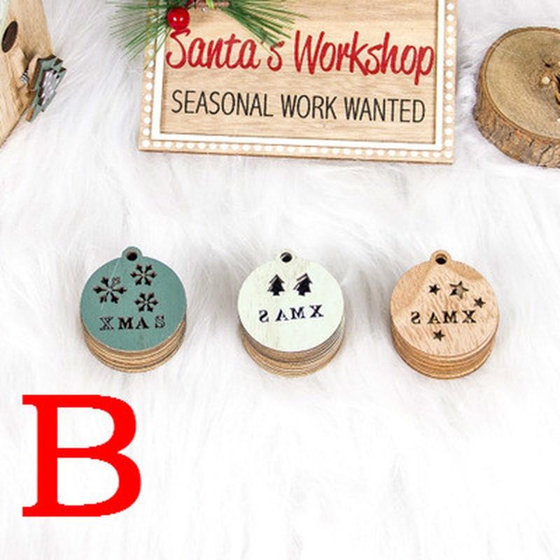 24pcs/set Wooden Christmas Tree Ornaments Snowflakes Stars Elk DIY Christmas Hanging Pendant
