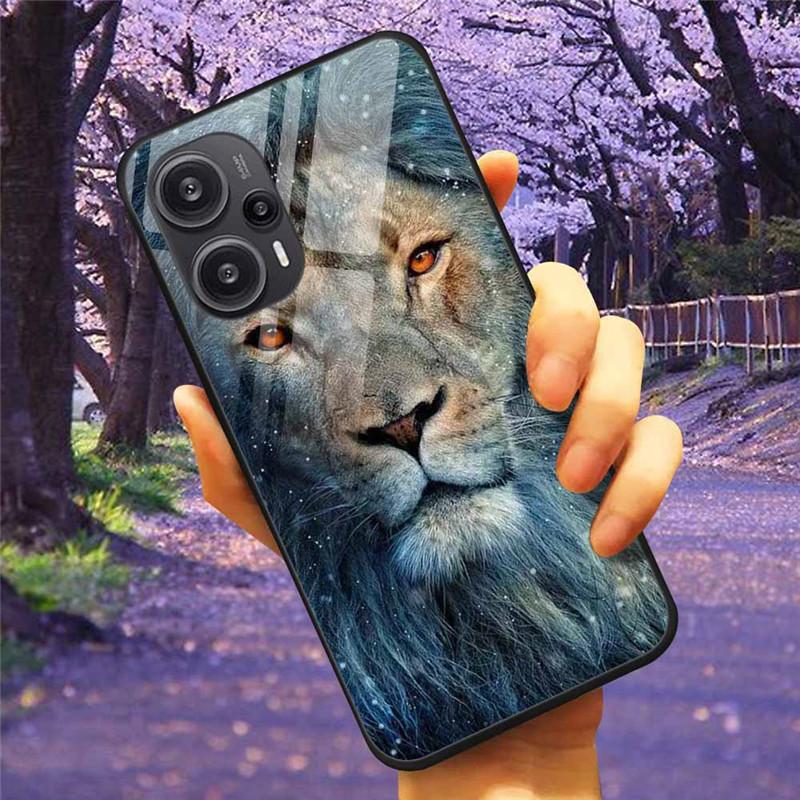 For Xiaomi Poco F5 5G / F5Pro Case Tempered Glass Lake Moon Hard Phone Cover for POCO F5 Pro Capas Funda on PocoF5 Luxury Coque